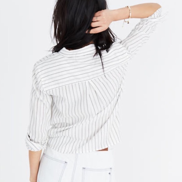 Madewell Darcy Stripe Tie Front Button Up Top - Picture 6 of 6